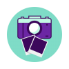 Change profile picture badge featuring a camera and photos.